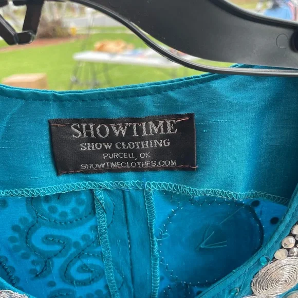 Showtime Blue Western Horse Show Outfit with Black Undershirt Size S/M